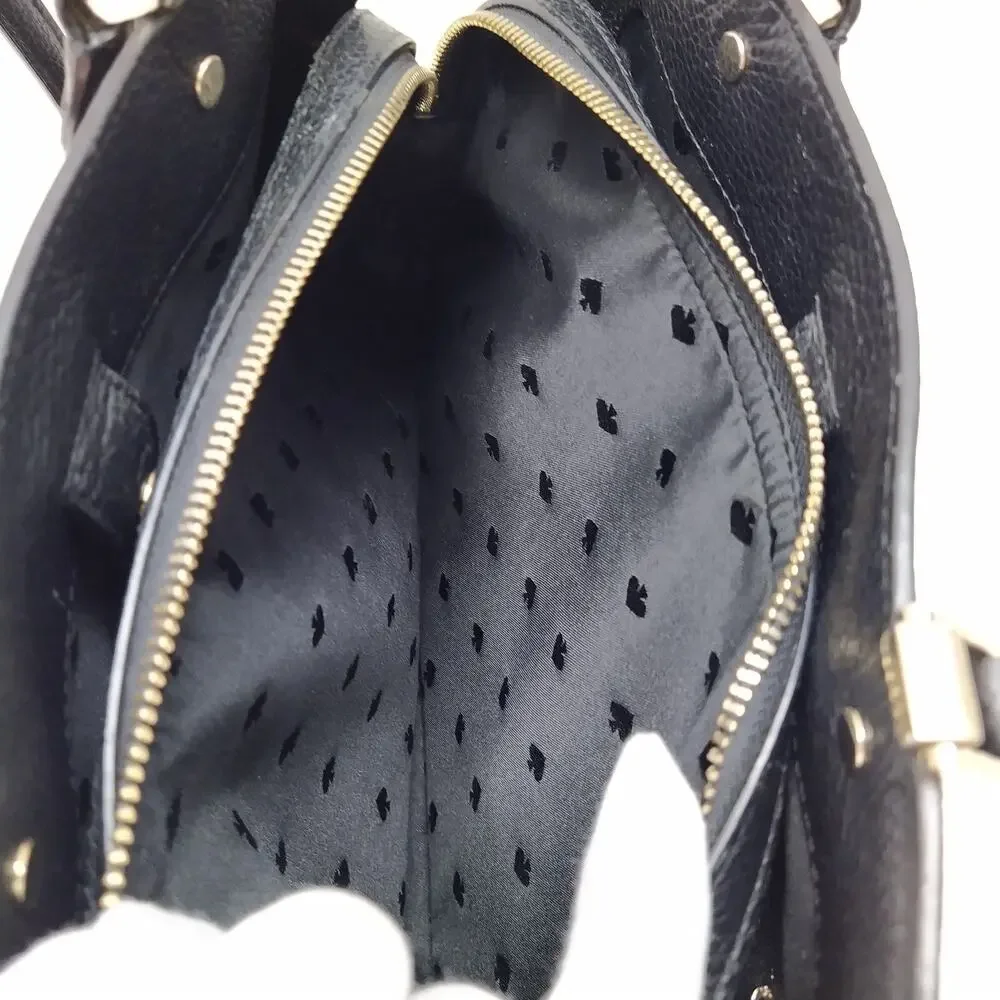 Kate Spade New York Black Leather Double Handles Zipper Closure Satchel Bag